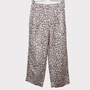 J. Crew Linen Blend Purple & White Giraffe Print Cropped Pants Sz 0 Style# AM995